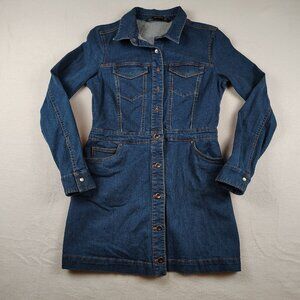 Zara Trafaluc Denimwear Dress Long Sleeve Button Up Pockets Sz Medium